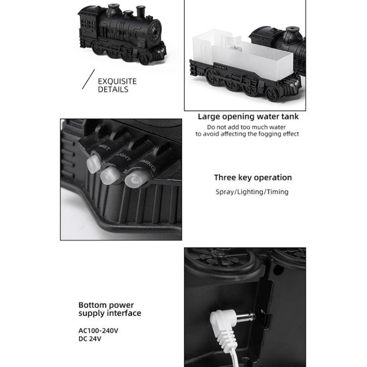 300ml Train Smoke Ring Ultrasonic Air Humidifier & Aroma Diffuser with Remote Control, UK Plug - Six Pandas