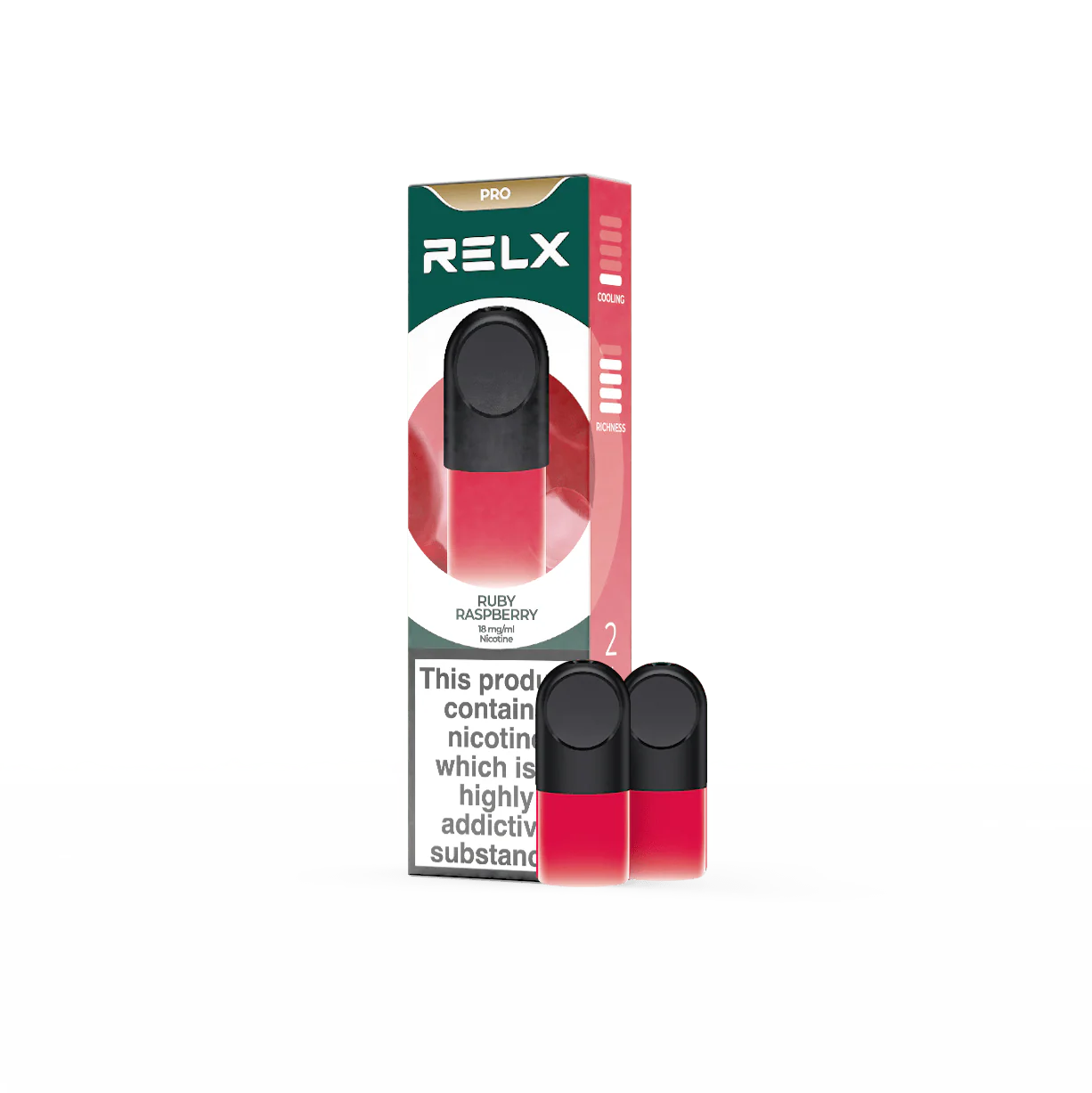 RELX Pod Pro Fruit Juicy Ruby Raspberry Flavors 18mg/ml Nicotine - Six Pandas