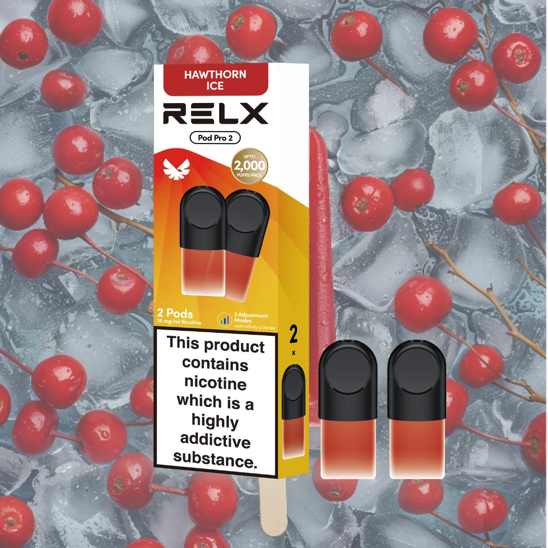 RELX Pod Pro Fruit Juicy Hawthorn Ice Flavors 18mg/ml Nicotine - Six Pandas