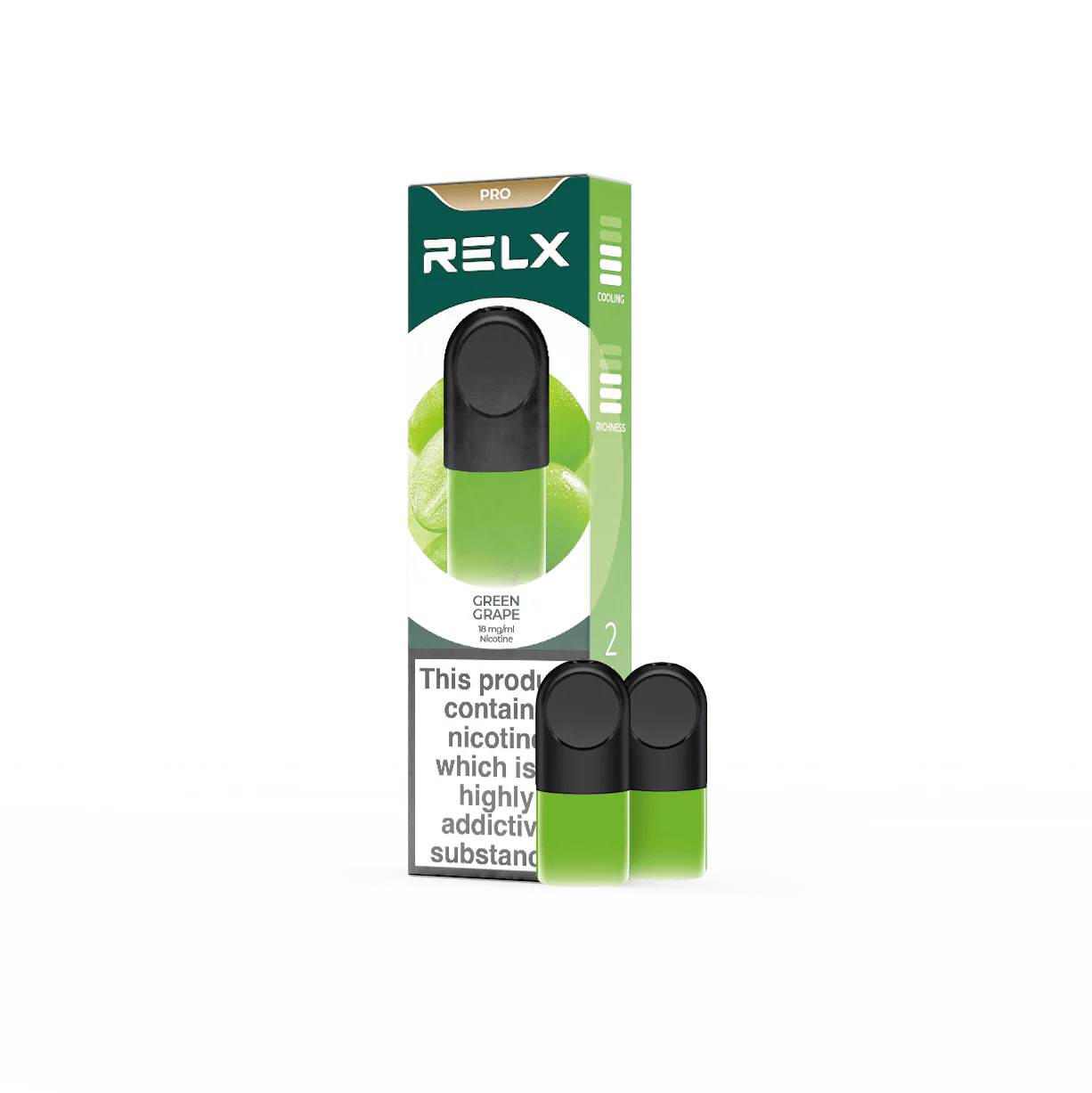 RELX Pod Pro Fruit Juicy Green Grape Flavors 18mg/ml Nicotine - Six Pandas