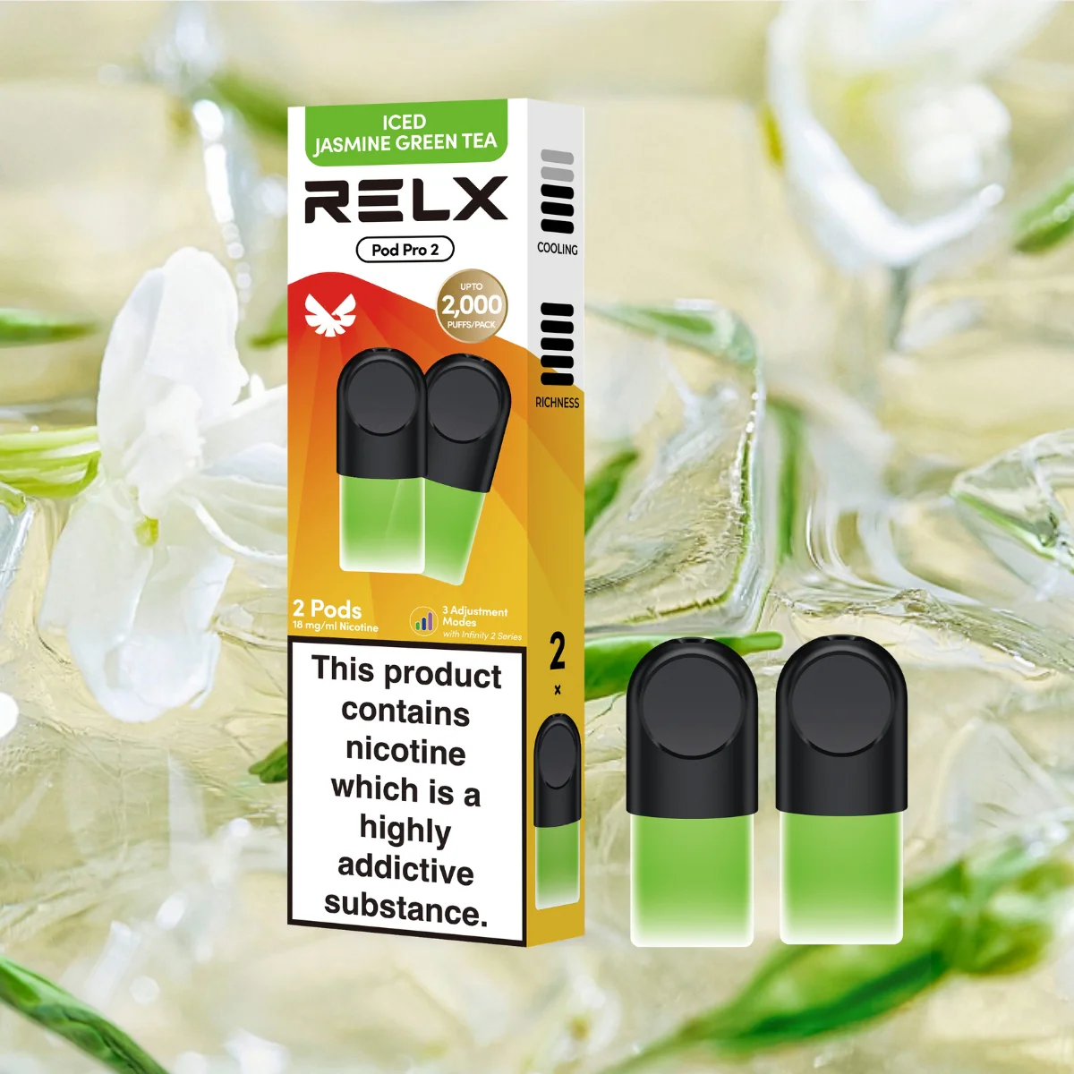 RELX Pod Pro Fruit Mint Tea Dessert Beverage and Tobacco More Flavors 0mg/ml and 18mg/ml Nicotine - Six Pandas