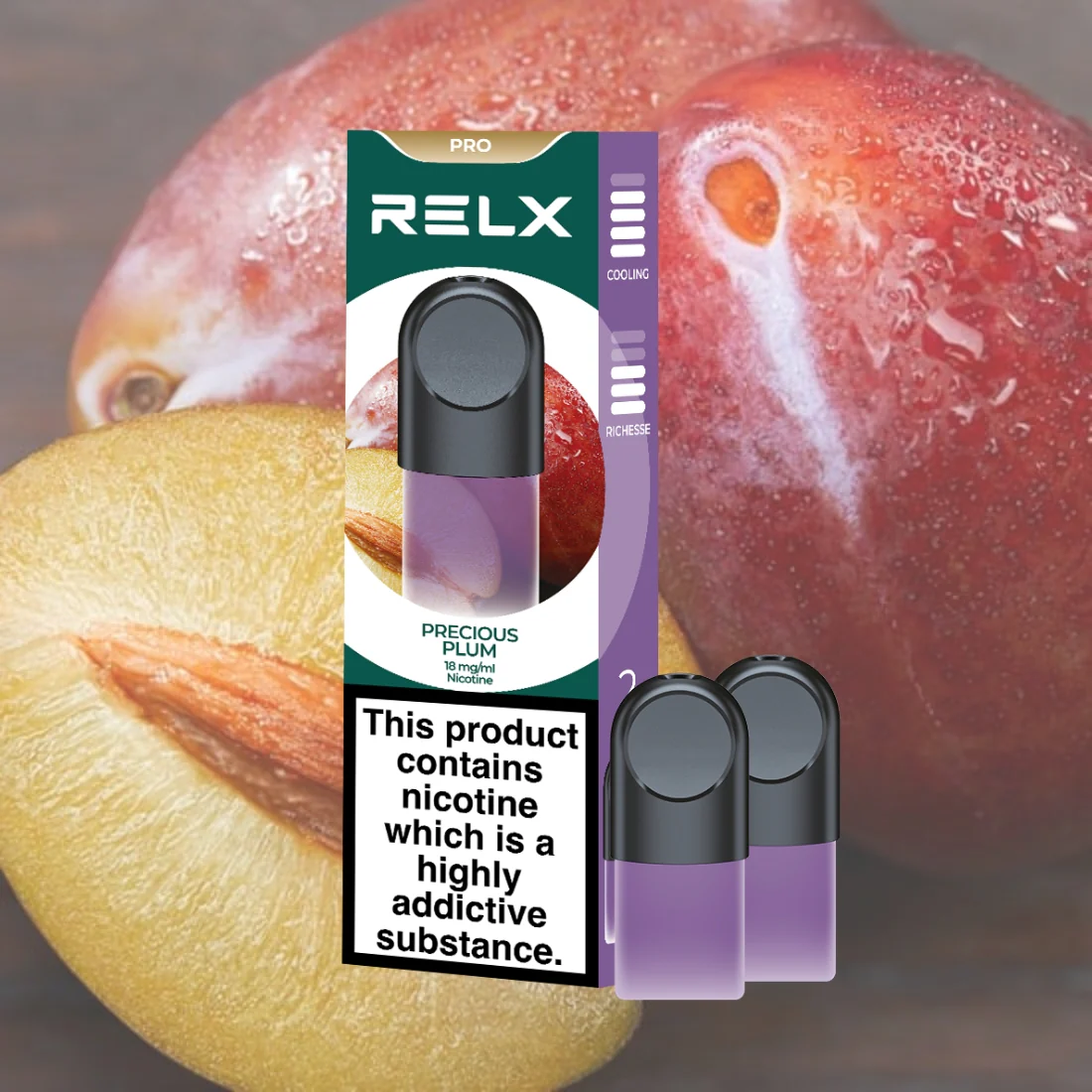 RELX Pod Pro Fruit Juicy Precious Plum Flavors 18mg/ml Nicotine - Six Pandas