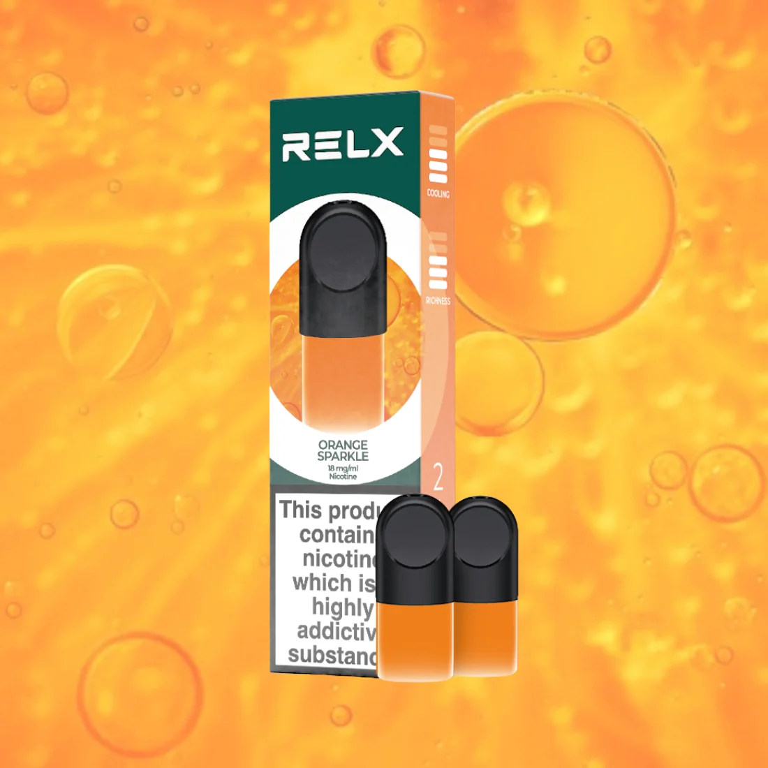 RELX Pod Pro Orange Sparkle Beverage Flavors 18mg/ml Nicotine - Six Pandas